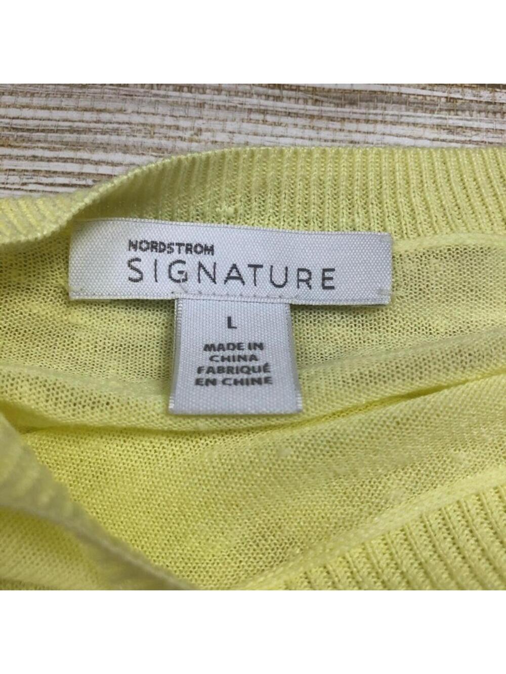 3300 Nordstrom Signature Womens Pullover Sweater Yellow Long Sleeve Crew L - Picture 3 of 4